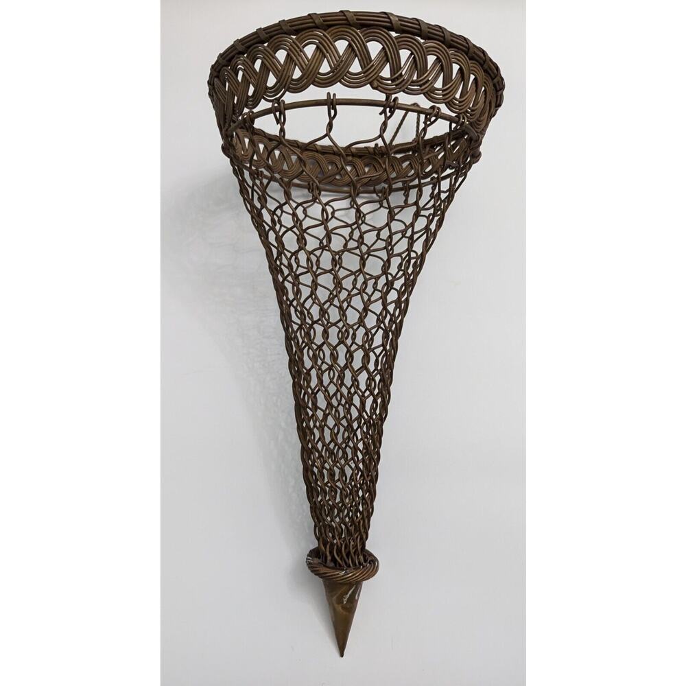 French antique Woven Brass Wall Pocket Intricate Braided Detail~ Fantastique!